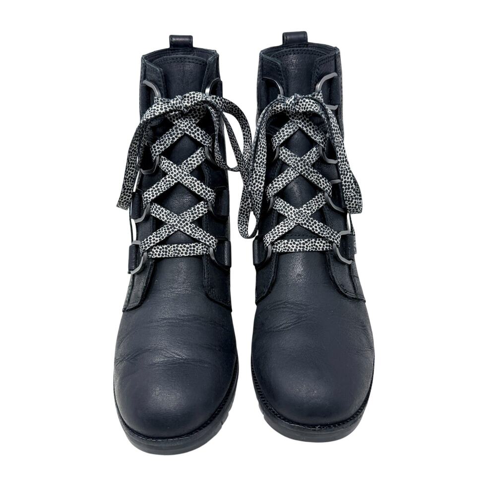 Sorel Black Leather Cate Lace Up Booties Women's Size 10 EUC - Picture 2 of 9